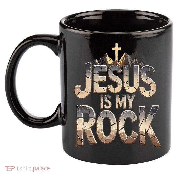 Jesus Is My Rock Religious Christian Biblical 11oz C Handle Ceramic Mug