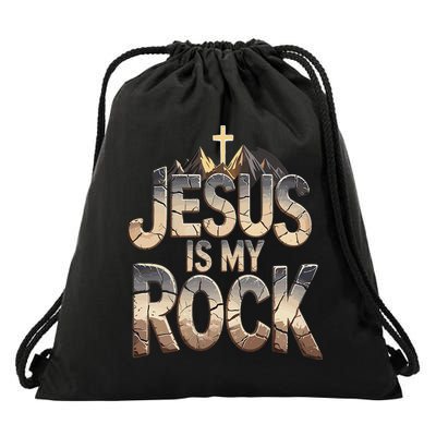 Jesus Is My Rock Religious Christian Biblical Drawstring Bag