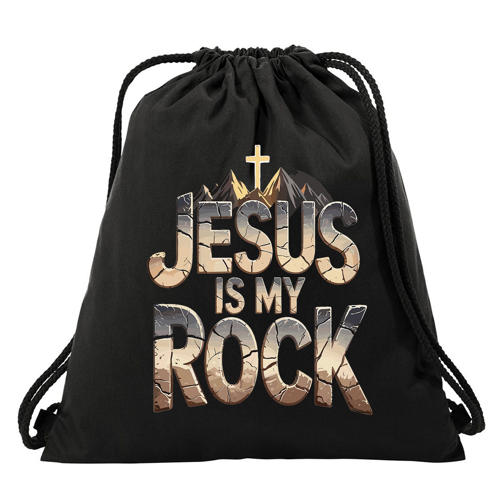 Jesus Is My Rock Religious Christian Biblical Drawstring Bag