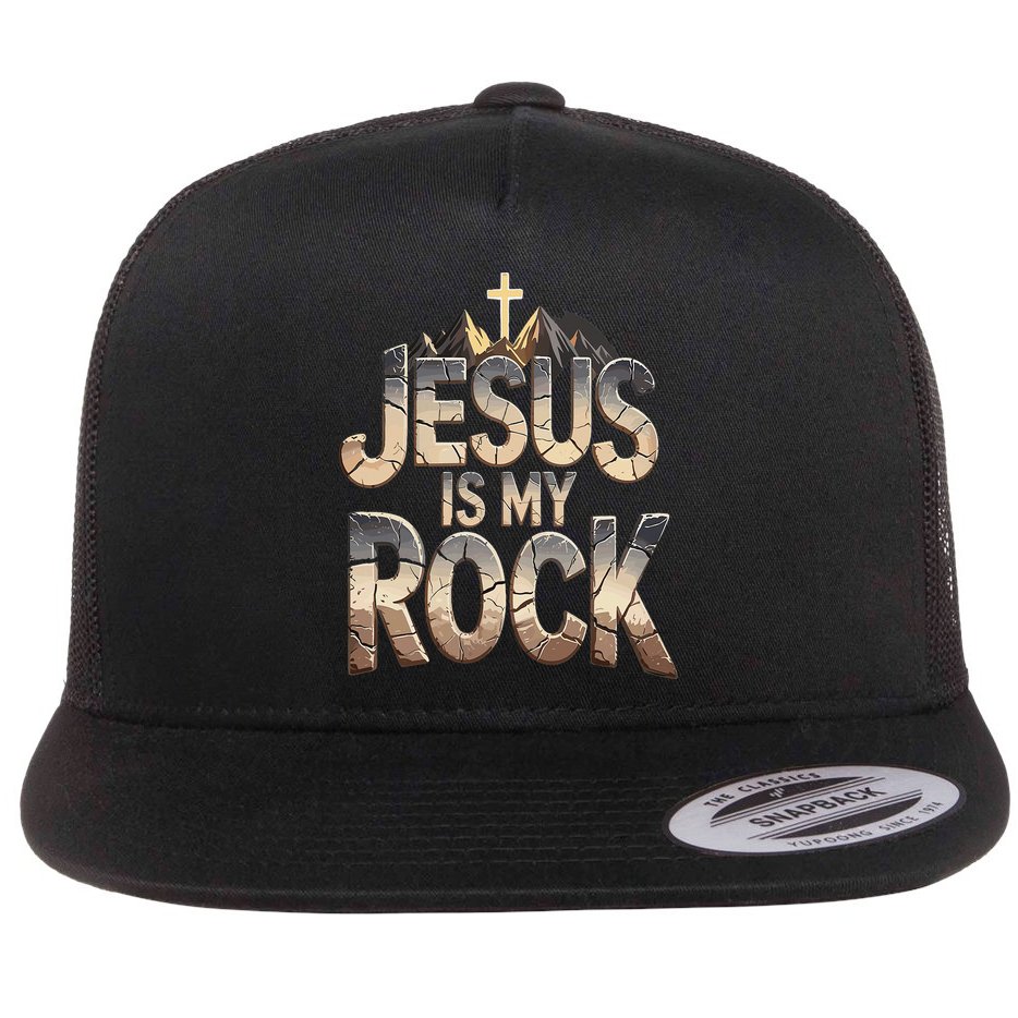Jesus Is My Rock Religious Christian Biblical Flat Bill Trucker Hat