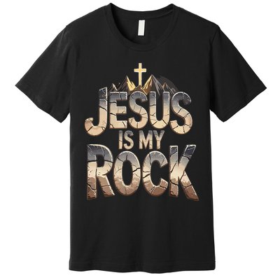 Jesus Is My Rock Religious Christian Biblical Premium T-Shirt