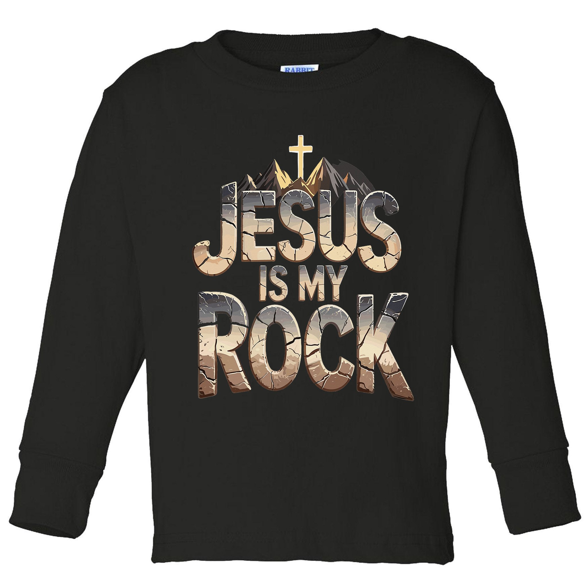 Jesus Is My Rock Religious Christian Biblical Toddler Long Sleeve Shirt