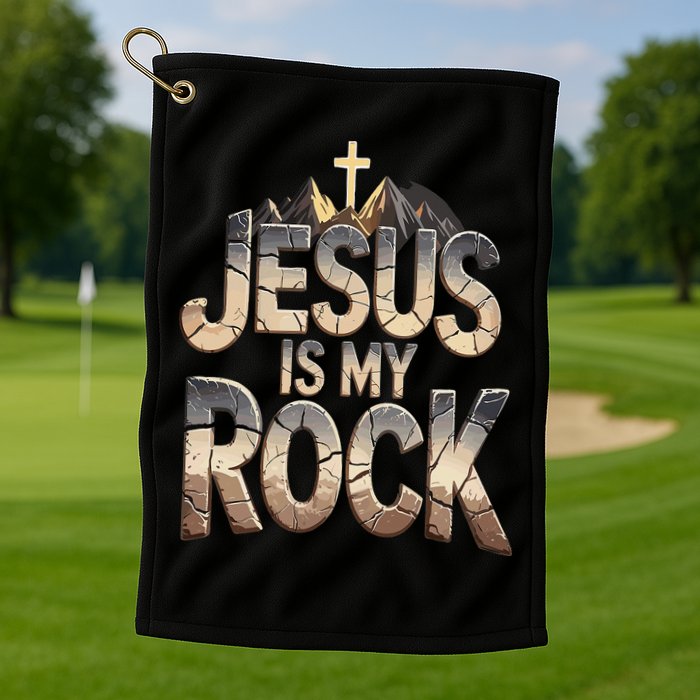 Jesus Is My Rock Religious Christian Biblical Golf Towel