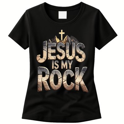 Jesus Is My Rock Religious Christian Biblical Womens T-Shirt
