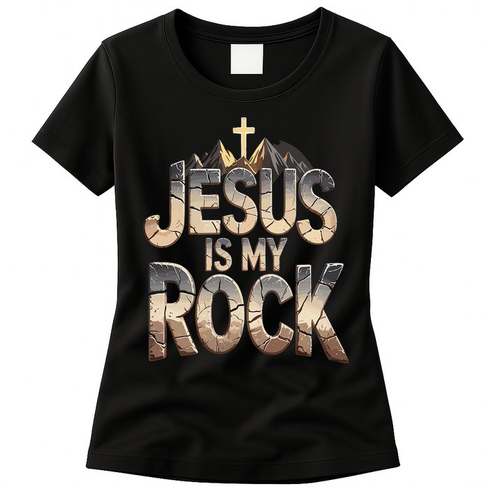 Jesus Is My Rock Religious Christian Biblical Womens T-Shirt