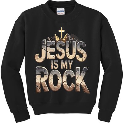 Jesus Is My Rock Religious Christian Biblical Kids Sweatshirt