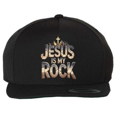 Jesus Is My Rock Religious Christian Biblical Wool Snapback Cap