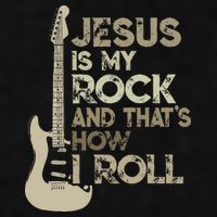 Jesus Is My Rock And That Is How I Roll Christian Guitarist Ladies PosiCharge Tri-Blend Wicking Tank