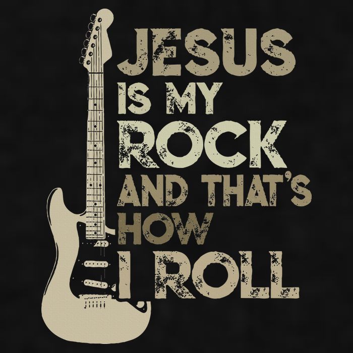Jesus Is My Rock And That Is How I Roll Christian Guitarist Ladies PosiCharge Tri-Blend Wicking Tank