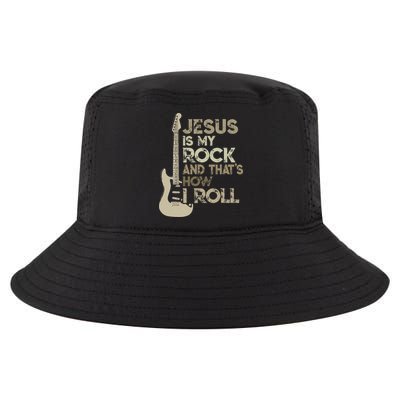 Jesus Is My Rock And That Is How I Roll Christian Guitarist Cool Comfort Performance Bucket Hat