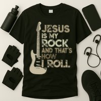 Jesus Is My Rock And That Is How I Roll Christian Guitarist T-Shirt