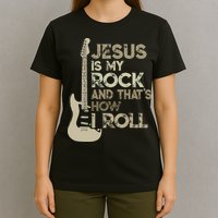 Jesus Is My Rock And That Is How I Roll Christian Guitarist T-Shirt