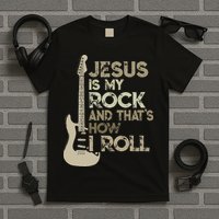 Jesus Is My Rock And That Is How I Roll Christian Guitarist T-Shirt