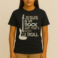 Jesus Is My Rock And That Is How I Roll Christian Guitarist T-Shirt