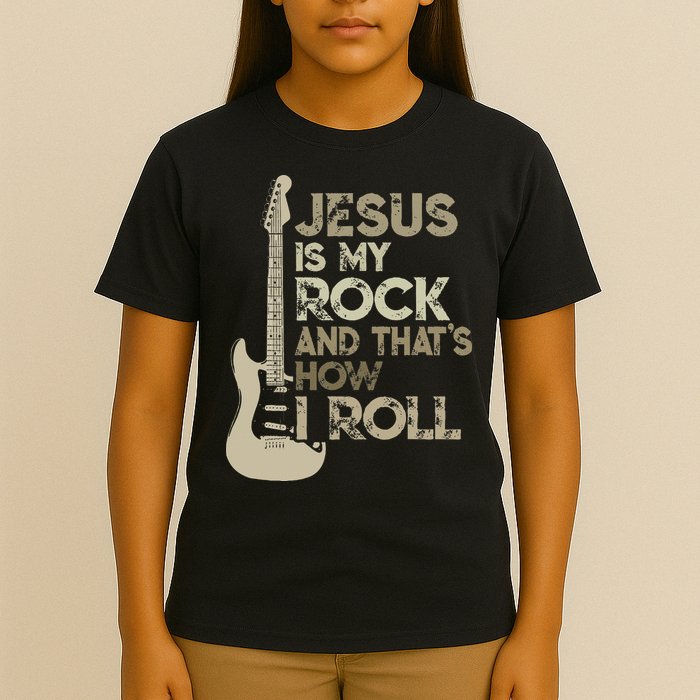 Jesus Is My Rock And That Is How I Roll Christian Guitarist T-Shirt