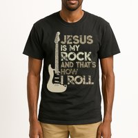 Jesus Is My Rock And That Is How I Roll Christian Guitarist Tall T-Shirt