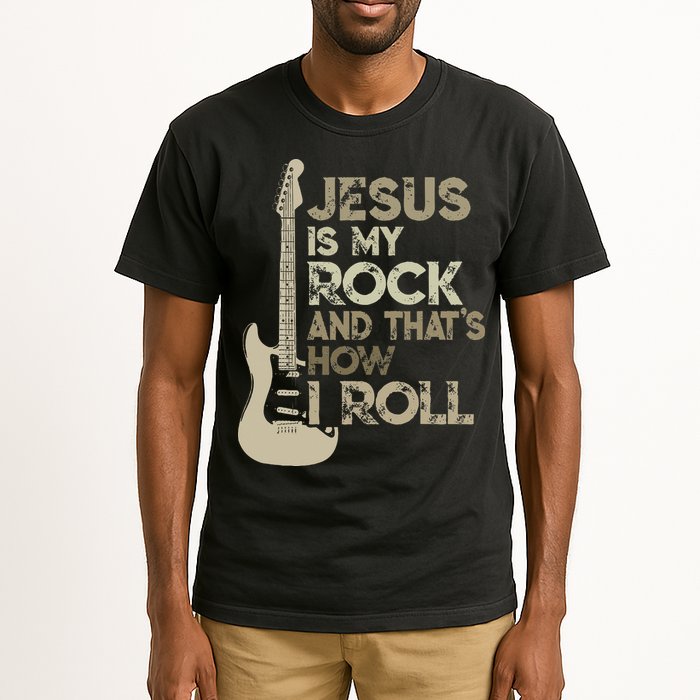 Jesus Is My Rock And That Is How I Roll Christian Guitarist Tall T-Shirt