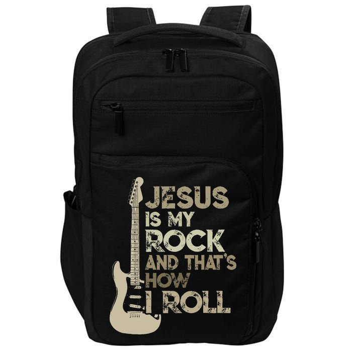 Jesus Is My Rock And That Is How I Roll Christian Guitarist Impact Tech Backpack