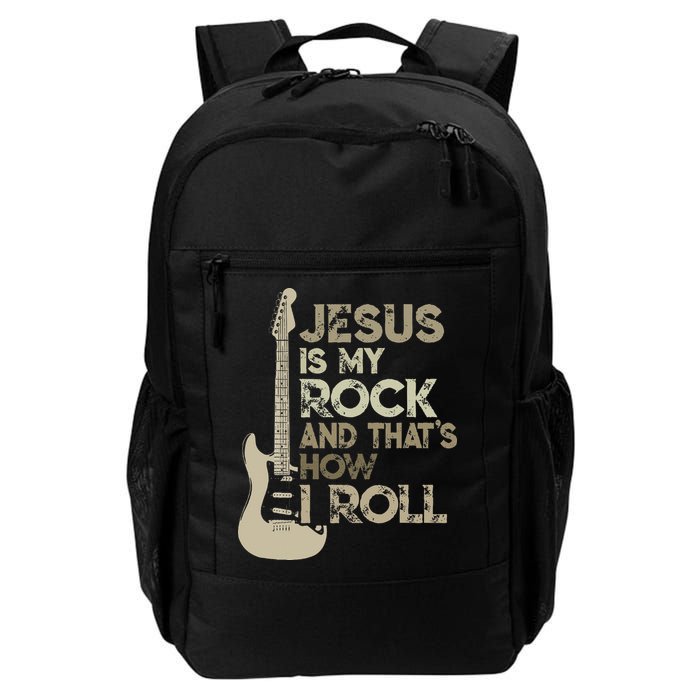 Jesus Is My Rock And That Is How I Roll Christian Guitarist Backpack
