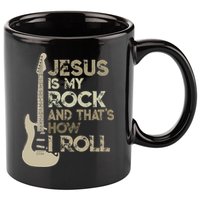 Jesus Is My Rock And That Is How I Roll Christian Guitarist 11oz C Handle Ceramic Mug