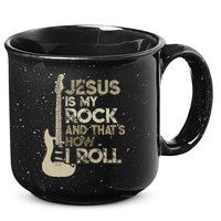 Jesus Is My Rock And That Is How I Roll Christian Guitarist 15oz Campfire Ceramic Mug