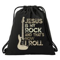 Jesus Is My Rock And That Is How I Roll Christian Guitarist Drawstring Bag