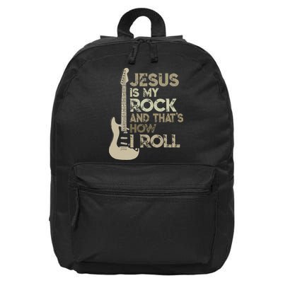Jesus Is My Rock And That Is How I Roll Christian Guitarist 16 in Basic Backpack