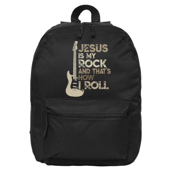 Jesus Is My Rock And That Is How I Roll Christian Guitarist 16 in Basic Backpack
