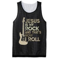 Jesus Is My Rock And That Is How I Roll Christian Guitarist Mesh Reversible Basketball Jersey Tank