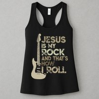 Jesus Is My Rock And That Is How I Roll Christian Guitarist Womens Tank Top