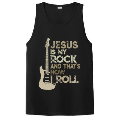Jesus Is My Rock And That Is How I Roll Christian Guitarist PosiCharge Competitor Tank