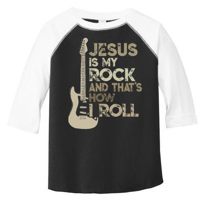 Jesus Is My Rock And That Is How I Roll Christian Guitarist Toddler Fine Jersey T-Shirt
