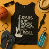 Jesus Is My Rock And That Is How I Roll Christian Guitarist Tank Top