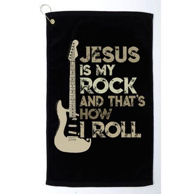Jesus Is My Rock And That Is How I Roll Christian Guitarist Golf Towel