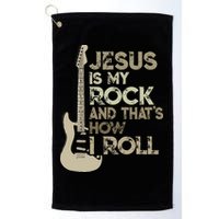 Jesus Is My Rock And That Is How I Roll Christian Guitarist Golf Towel