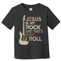 Jesus Is My Rock And That Is How I Roll Christian Guitarist Toddler T-Shirt