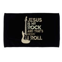 Jesus Is My Rock And That Is How I Roll Christian Guitarist Microfiber Hand Towel