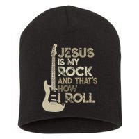 Jesus Is My Rock And That Is How I Roll Christian Guitarist Short Acrylic Beanie