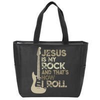 Jesus Is My Rock And That Is How I Roll Christian Guitarist Zip Tote Bag
