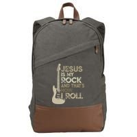 Jesus Is My Rock And That Is How I Roll Christian Guitarist Cotton Canvas Backpack