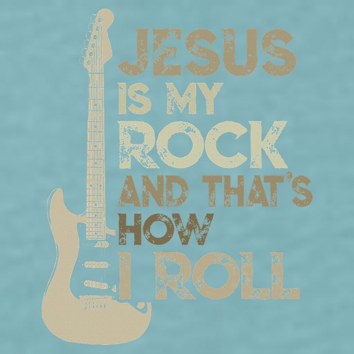 Jesus Is My Rock And That Is How I Roll Christian Guitarist Sueded Cloud Jersey T-Shirt