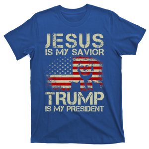 Jesus Is My Savior Trump Is My President Trump 2024 Usa Flag Gift T-Shirt