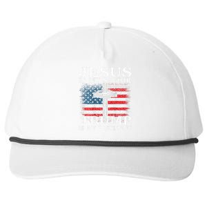 Jesus Is My Savior Trump Is My President American Flag 2side Snapback Five-Panel Rope Hat