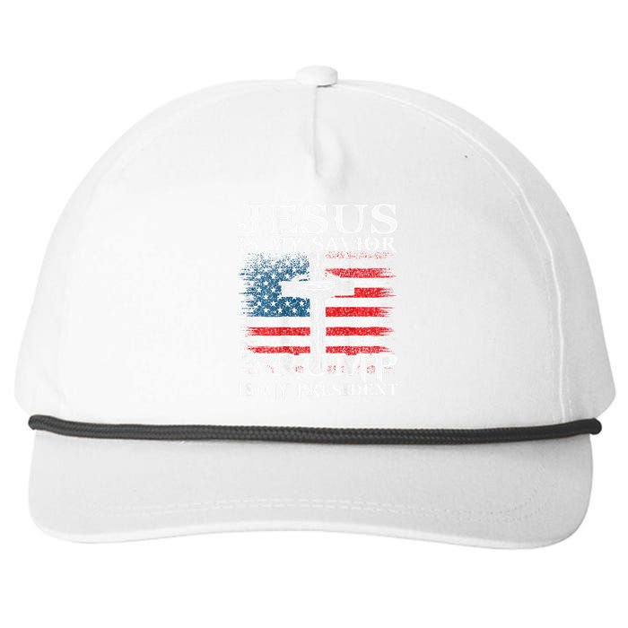 Jesus Is My Savior Trump Is My President American Flag 2side Snapback Five-Panel Rope Hat