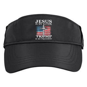 Jesus Is My Savior Trump Is My President American Flag 2side Adult Drive Performance Visor