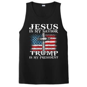 Jesus Is My Savior Trump Is My President American Flag 2side PosiCharge Competitor Tank