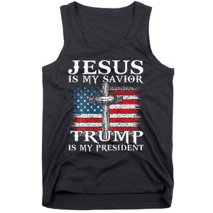 Jesus Is My Savior Trump Is My President American Flag 2side Tank Top