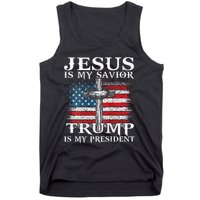 Jesus Is My Savior Trump Is My President American Flag 2side Tank Top