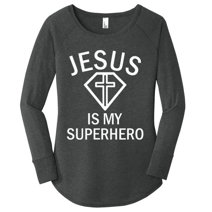 Jesus Is My Superhero Religious Fun Christian Sunday Women's Perfect Tri Tunic Long Sleeve Shirt