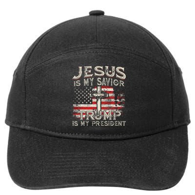 Jesus Is My Savior Trump Is My President American Flag 7-Panel Snapback Hat